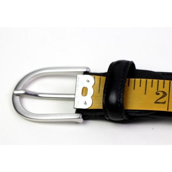 ITALY BLACK REAL LEATHER 1 1/8"Wd STITCH CASUAL DRESS MEN'S BELT Sz 38 (A45 - Picture 11 of 14